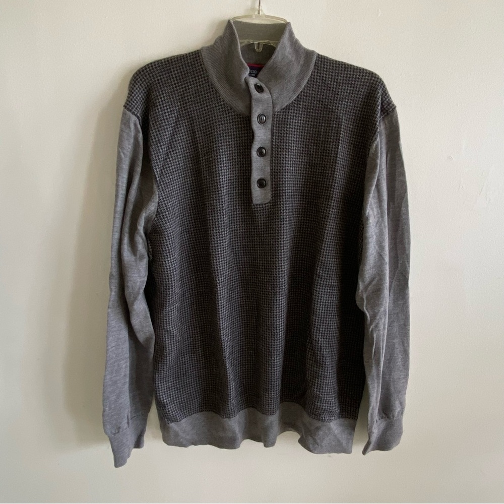 UNTUCKit Sweater Men's 2XL Gray 1/4 Button 100% Extra Fine‎ Merino Wool